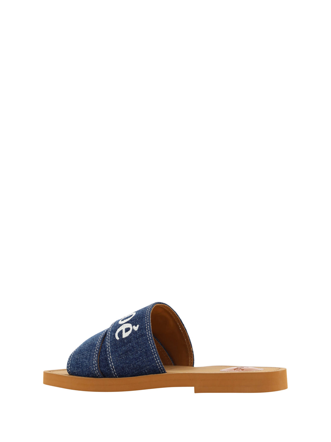 Chloé Denim Blue Cotton Slides Woody Sandals