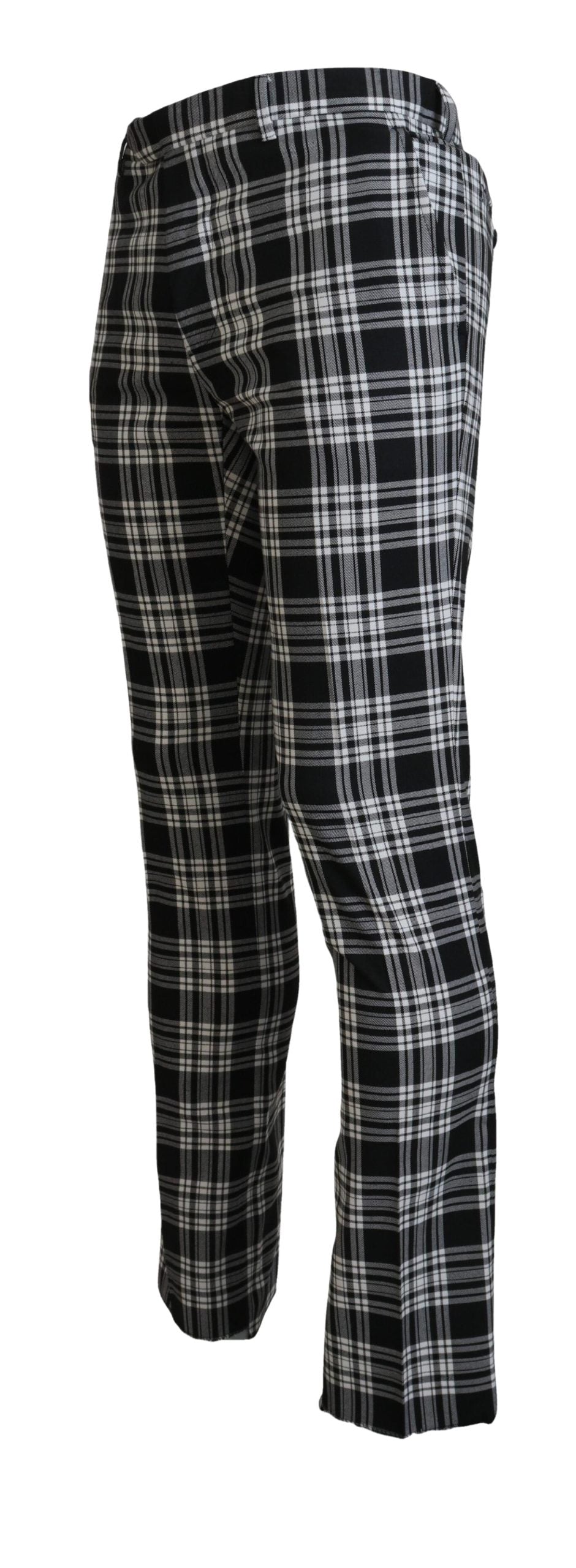 BENCIVENGA Black Checkered Cotton Men Casual Pants
