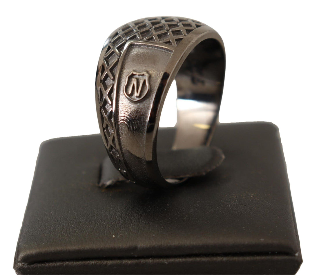 Nialaya Rhodium 925 Sterling Silver Mens Ring