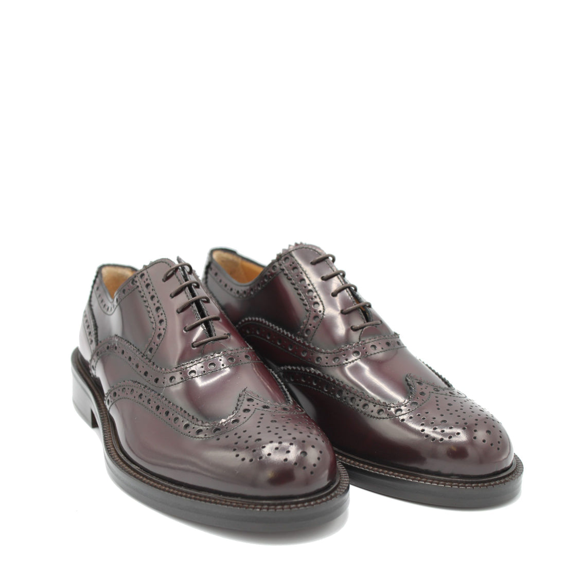 Saxone of Scotland Bordeaux Spazzolato Leather Mens Laced Full Brogue Shoes