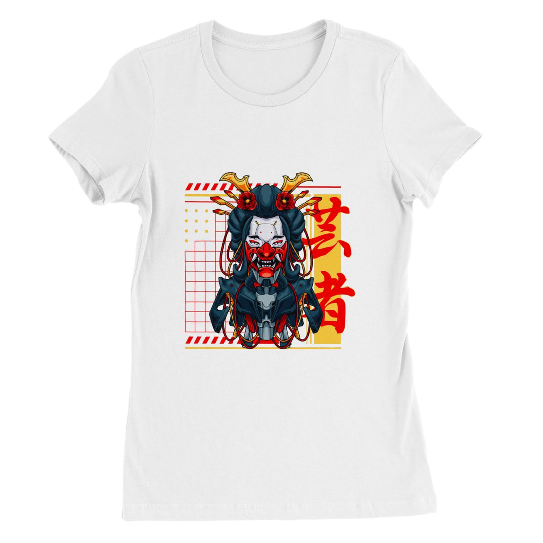 Geisha Mecha Premium Womens Crewneck T-shirt - TINT - Print Material - TINT - 343c69a3-4ce5-442d-bd7d-ddde1542bd75
