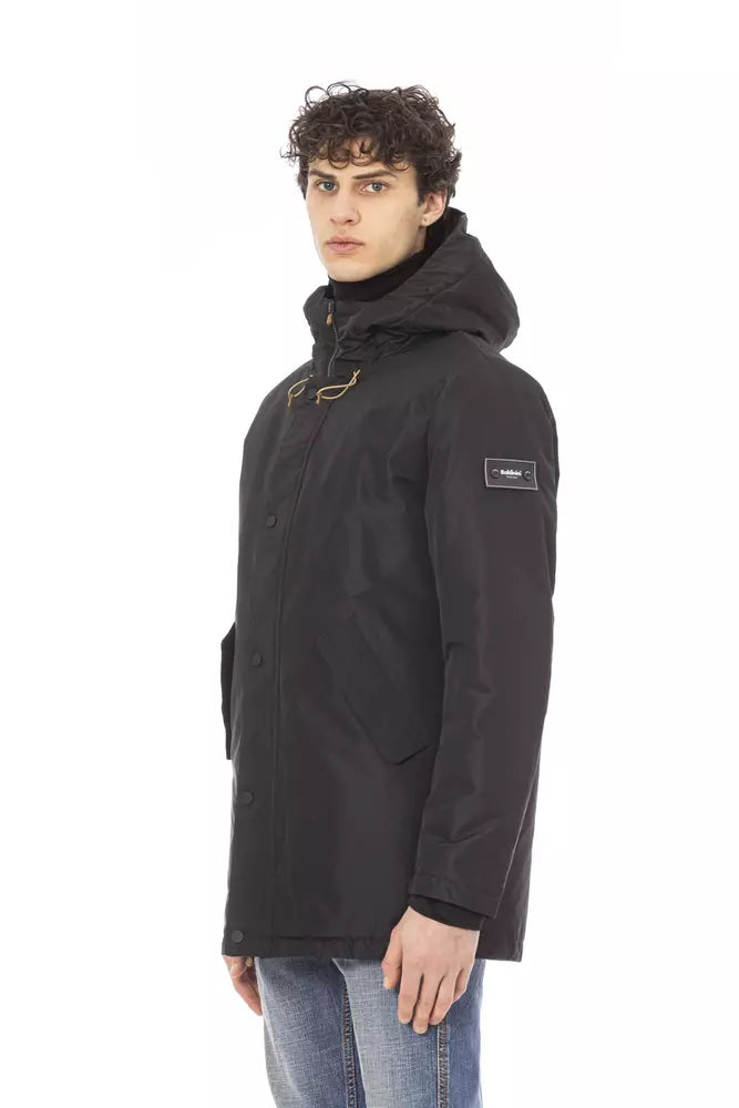 Baldinini Trend Elegant Monogram Long Jacket with Zipper Detail
