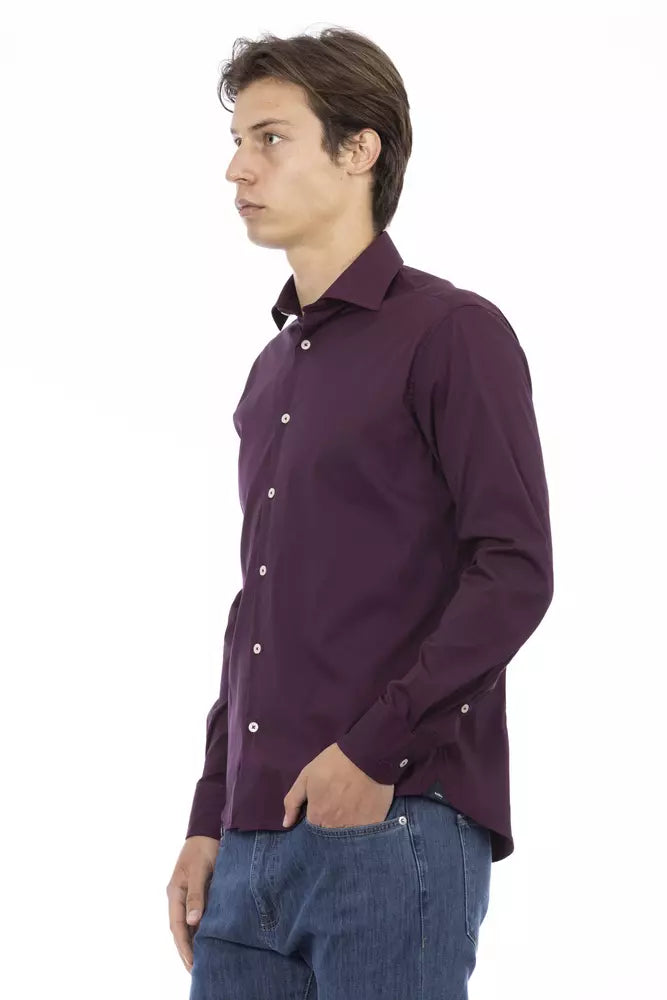 Baldinini Trend Elegant Bordeaux Slim Fit Men's Shirt