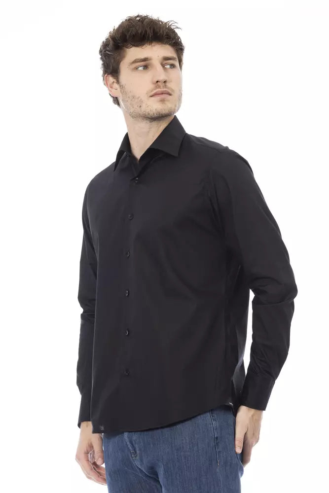 Baldinini Trend Elegant Italian Collar Black Shirt