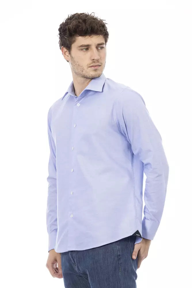 Baldinini Trend Elegant Italian-Collar Light Blue Shirt