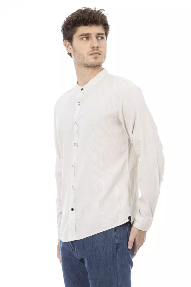 Baldinini Trend Elegant White Mandarin Collar Shirt