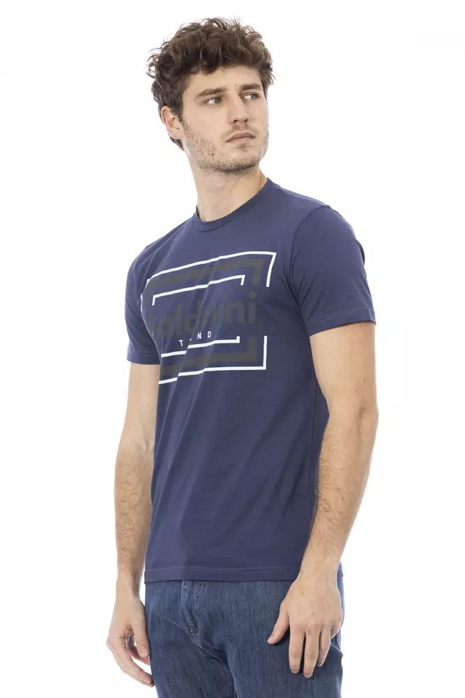 Baldinini Trend Blue Short Sleeve Cotton Tee with Front Print