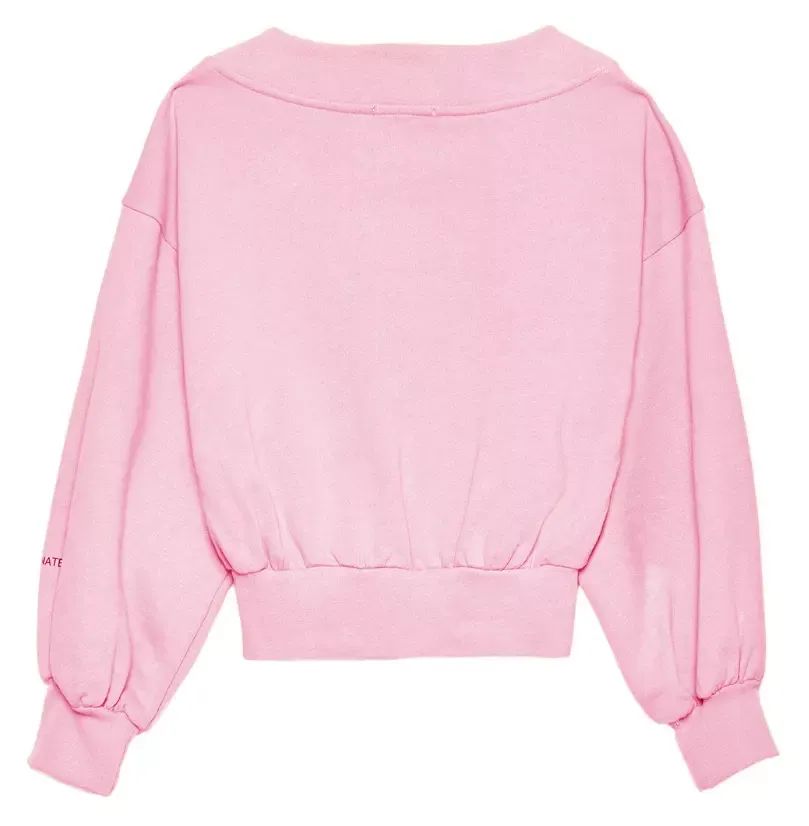 Hinnominate Chic Pink V-Neck Logo Sleeve Sweatshirt