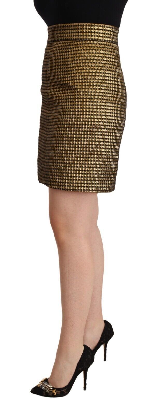 Boutique Moschino Black Gold A-line Above Knee Casual Skirt
