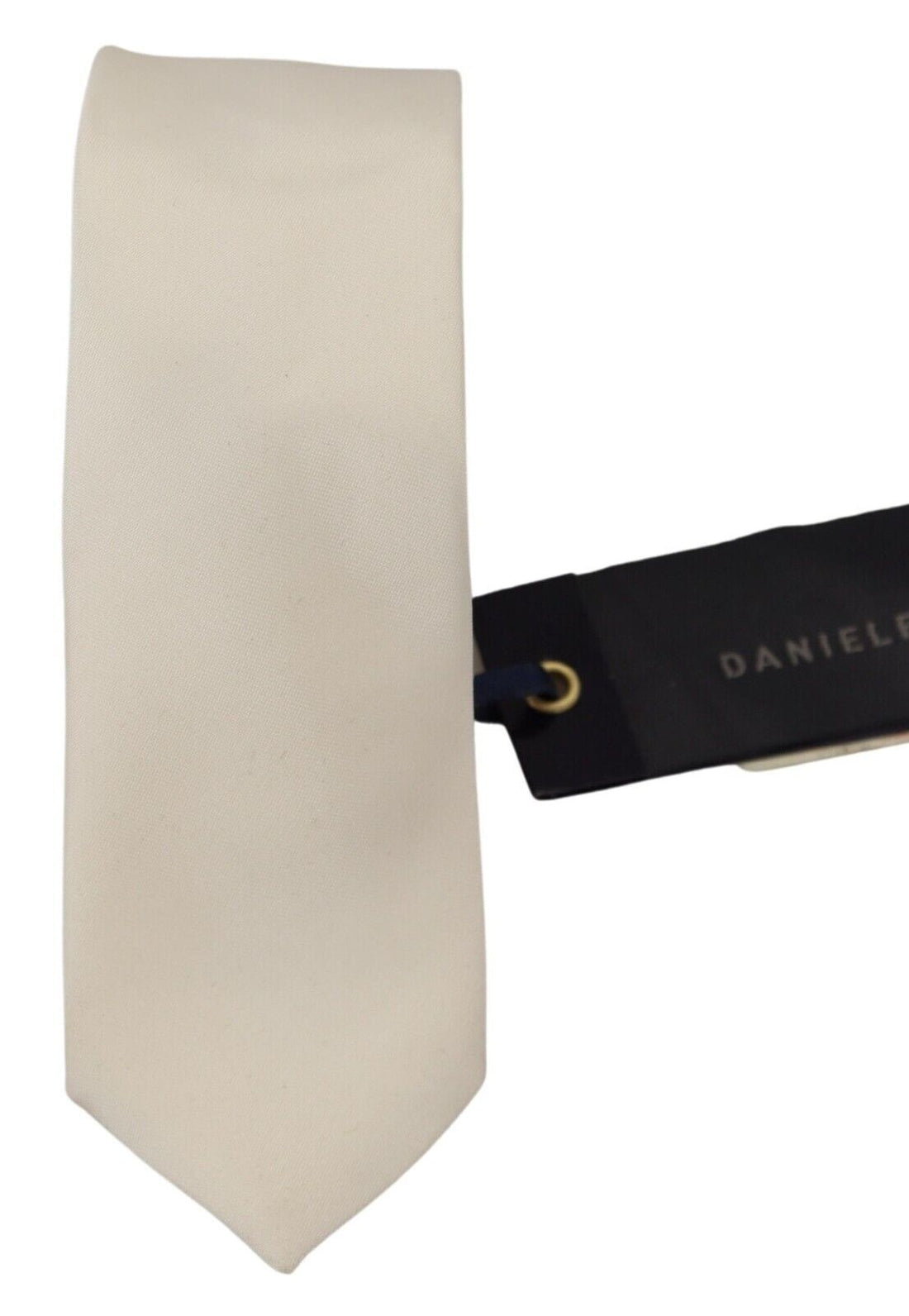 Daniele Alessandrini Off White Silk Men Necktie Adjustable Accessory Tie