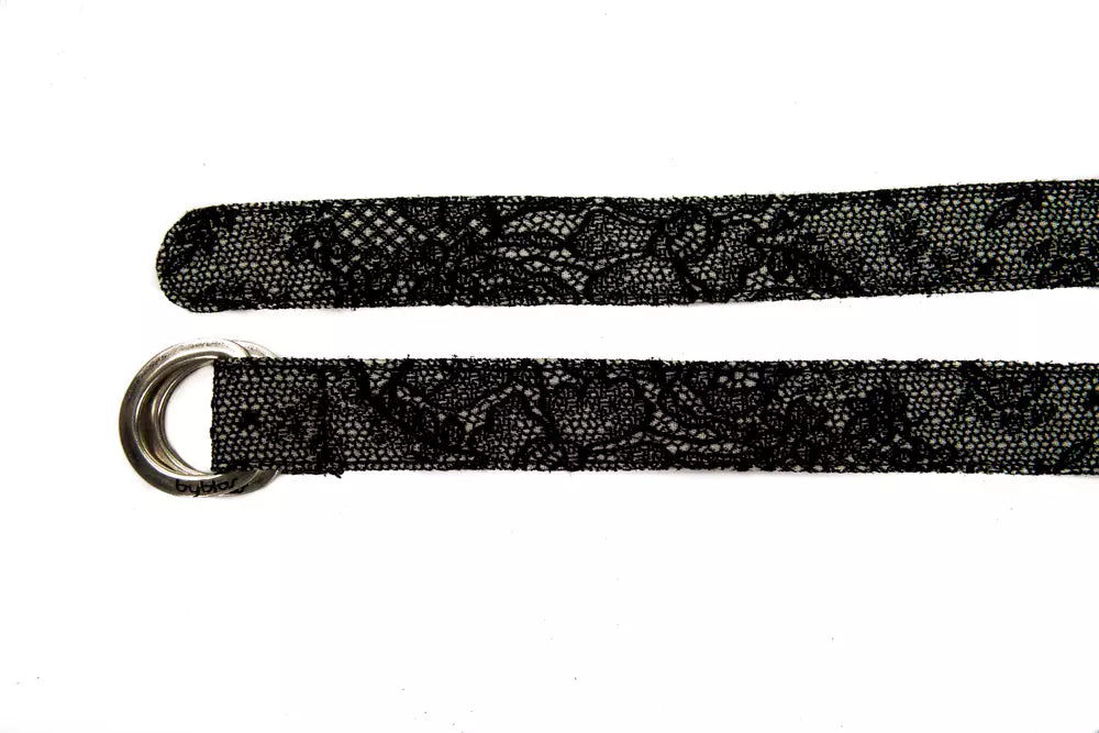 BYBLOS Sleek Black Woven Textured Leather Belt