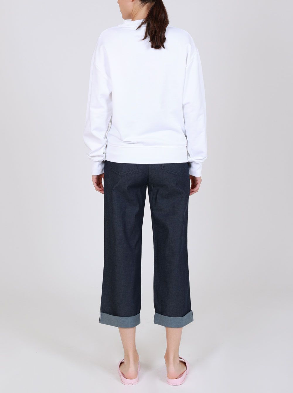 Love Moschino Chic Blue Cotton Trousers with Elegant Turn-Up